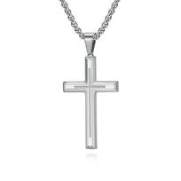 Popular Jewelry Simple Neutral Wind Titanium Steel Cross Necklace Men and Women Fashion Literary Personality Wear Pendant 60CM