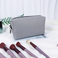 Women's Foam Gauze Makeup Bag Wash Bag Wedding Bridesmaid Gift Custom Toiletry Pouch Handheld Large Capacity Striped Travel Storage Bag