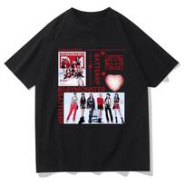 Fun Vintage Clothes Gift Top Men's Women's Shirt Babymonster Kpop Batter Up Album Tops Aesthetic T-shirt Unisex Cotton T-shirt S įvairiaspalvis