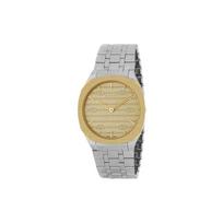 Gucci 25H Laikrodis Kvarcinis Mechanizmas Nerūdijančio Plieno Apyrankė 34Mm Auksinis Ciferblatas 30M Atsparus Vandeniui Moteriški laikrodžiai YA163403 Brand-New Out of Warranty