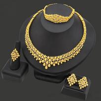 2026 Dubai 24K Gold Bridal Wedding Necklace Earrings Ring Bracelet Indian Women's Jewelry Set Women's Style 45CM