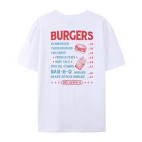 Women 90s Retro Burger Back Print TShirt Vintage Grunge Streetwear Graphic Tees Oversized Foodie T Shirt Unisex Fashion Clothes S white