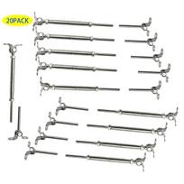 10 porų T316 nerūdijančio plieno lynų turėklų rinkinys 1/8 mediniam stulpui Reguliuojamas kampas 180 Laiptai Denys Lengva sistema 20PCS