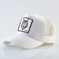 K Snapback Trucker Cap Men's Breathable Mesh Baseball Caps For Women Outdoor Casual Baseball Hat With Wolf Embroidery Patch 56-59cm gray