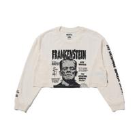 Levis X Universal Monsters Clothing Collection Letter Pattern Printed Crew Neck Long Sleeve T-Shirt FW22 Women T-Shirts Beige A36840000 L