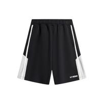 Li Ning Sports Fashion Series New Fun Retro Comfortable Soft Letter Embroidery Knitted Casual Shorts Men shorts Black AKSU615-2 M