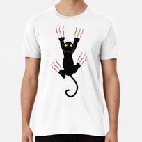 Black Cat Holding On T-Shirt S-5XL Best T-Shirt S