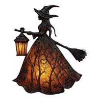 Halloween Decorations Halloween Witch Lamp Gothic Witch Decoration Unique Witch Statue Table Lamp for Bedroom Halloween Decor