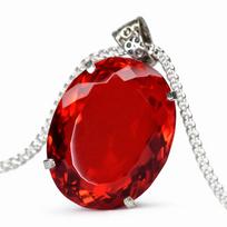 40 +Ct Certified Natural Red Ruby Pigeon Blood 925 Silver Pendant Loose Gemstone 33.5 mm approx raudona