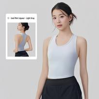 Women's Quick-Dry Racerback Yoga Vest with Breathable Chest Pads S