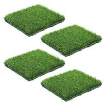 4Pcs Grass Turf Tile Interlocking Grass Flooring Tiles Realistic for Garden Decoration Square Artificial Grass Mat žalia
