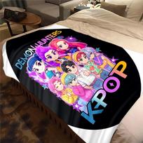 KPop Demon Hunters Saja Boys Flannel Blanket Print, Warm Soft for Sofa Bed Chair, Perfect for Travel -HYQ22 75x90cm