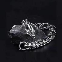 Men's Hip Hop Punk Retro Dragon Head Bracelet Domineering Keel Scale Pattern Fashion Jewelry Accessory Gift 21cm