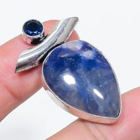 Natural Sodalite, Topaz Gemstone 925 Sterling Silver Jewelry Pendant 1.69  y9n21