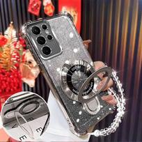 Skirta Xiaomi Redmi Note 14 Note14 Pro Plus 14S 14C 4G 5G Atsparus smūgiams telefono dėklas Blizgantis magnetinis laikiklis-stovas Apyrankė Minkštas dangtelis Redmi Note 14 Pro 5G (Global)