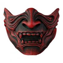 Halloween Cosplay Airsoft Mask Protective Fashion Half Face Mask Prajna Hannya Mask Japanese Samurai Demon Party Decor tamsiai raudona spalva