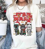 Žvaigždžių karai Darth Vader Stormtrooper Boba Fett Kalėdinės šviesos Marškinėliai Unisex Marškinėliai XXXL gray