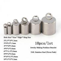 10pcs End Caps 316L Stainless Steel Leather Cord End Caps for DIY Bracelet Charms Pendants Jewelry Making Components Wholesale 2.2mm hole
