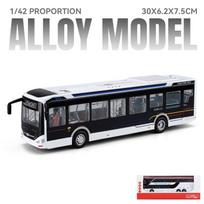 1:42 New Energy Bus Alloy Metal Diecast Model Car Sound & Light High Simulation Miniatures Desktop Display Decorations Children