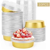 10 vnt 35 ml apvalios aliuminio folijos kepimo mini keptuvės puodelis su plastikiniu dangteliu 10pcs