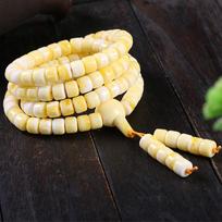 White Beeswax Prayer Beads with 108 Beads: Buddhist Bracelet & Necklace in Honey Amber. White Beeswax Large 10x8mm 108 Beads beige