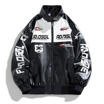 New Spring and Autumn Jackets for Men, American Trendy Brand PU Leather Jackets, Handsome High Street Motorcycle Men's Casual Racing Suits M