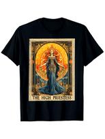 High Priestess Tarot Card Witchy Gothic Graphic T-Shirt Occult Priestess Tee S