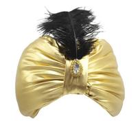 Dress Up Arab Pleated Turban Head Wrap Ethnic Indian Pleated Cap Cosplay Gold Sultan Costume Headwear Costume Accessory auksas