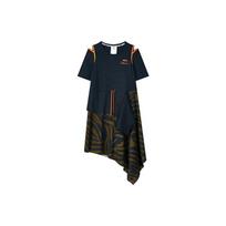 FILA X 3.1 Phillip Lim Striped Color Block Printed Sports Short Sleeve Dress Women dresses Dark-Army-Green F11W136304F-KK S