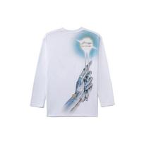 Li Ning X Kong Shan Ji Collaboration Mechanical Torch Hand Print Loose Round Neck Long Sleeve T-Shirt Men Tops White AHSRC09-1 L