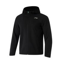 Li-Ning Water-Resistant Hooded Softshell Jacket With Logo Men Jackets Black AFDU349-1 L