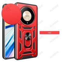 Armor Funda for Honor Magic 6 Lite 5G Case Slide Camera Protection Ring Stand Protection Cover for Honor Magic6 Lite Capa Honor Magic 6 Lite raudona