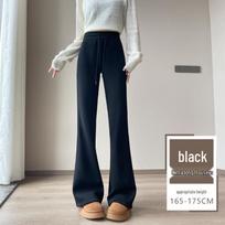 High-Waist Fleece-Lined Micro Flare Pants - Slimming, Versatile, and Stylish for Fall/Winter 2025 S for 80-95 lbs juoda spalva