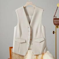 Women's Black V-Neck Button-Up Vest Casual Sleeveless Waistcoat L balta