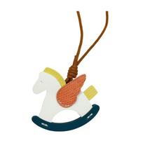 Bag Pendant Eco-Friendly Imitation Leather Rocking Horse Keychain with Rope Lanyard Wing Design Bags Car Accessories