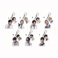 7pcs BTS Double Charm Keychain, Real Photo & Cartoon Suit Figure Keyring, Kpop ARMY Fans Bag Charm 7pcs