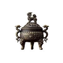 Antique Bronze Incense Burner with Dragon and Lion Design Vintage Oriental Decor for Home and Meditation One Size