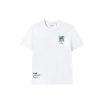 FILA Logo Letter Print Casual Crew Neck American Vintage T-Shirt Men T-Shirts White F11M328104FWT XXL white