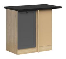 Pastatoma kampinė virtuvinė spintelė Junona Line, grafito/ąžuolo/juodos spalvos