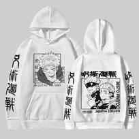 2025 Anime Jujutsu Kaisen vyriški/moteriški ilgomis rankovėmis gobtuvai laisvalaikio megztiniai spausdinti Anime unisex mados Harajuku gobtuvai viršutiniai drabužiai 140 gray