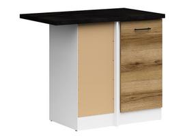 Pastatoma kampinė virtuvinė spintelė Junona Line, ąžuolo/juodos/baltos spalvos