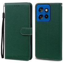 For Motorola Edge 50 Neo Case Leather Flip Wallet Cover For Moto Edge 50 Neo Case Flip Book Cover Phone Coque Fundas Moto Edge 50 Neo tamsiai žalia spalva