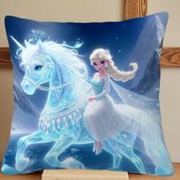 Frozen Elsa Riding Unicorn Pillow Cover: Magical and Delightful Decor Sofa cushion cover, bedroom room home decoration 20x20Inch white