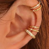 Pack Of 4 Adjustable Clip On Cartilage Earrings For Women 14K Gold Plated Hypoallergenically Ear Cuff Jewelry Set