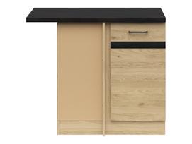 Pastatoma kampinė virtuvinė spintelė Junona Line, šviesaus ąžuolo/juodos spalvos
