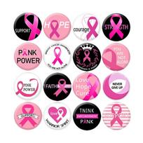 16pcs Breast Cancers Awareness Badge Brooch Round Ribbon Pin Clothes Brooches Backpack Decoration Women Jewelry Gift