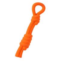 Rubber Rope Dog Chew Toy Bite Resistant Aggressive Chewers Interactive Toy Pet Teething Cleaning Boredom Toy with oranžinė