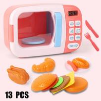 Kid's Kitchen Toys Simulation Microwave Oven Educational Toys Mini Kitchen Food Pretend Play Cutting Role Playing Girls Toys blue