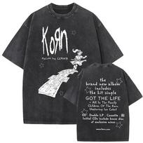 Korn Follow the Leader  Nu Metal Album Graphic Oversized Vintage Washed Streetwear TShirt Featuring Got the Life  All In the Family for Rock S