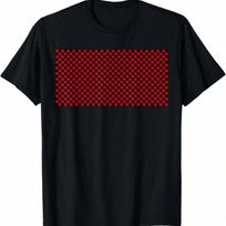 Red & Checkerboard Pattern Checkered Square T-Shirt S įvairiaspalvis